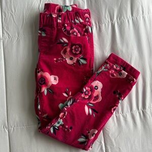 GIRLS KIDS FLORAL GYMBOREE CORDUROY PANTS LEGGINGS SIZE 6 LIKE NEW